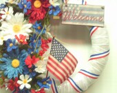 Patriotic Wreath-Americana Wreath-Forth of July Wreath-Front Door Wreath- Red White and Blue Wreath