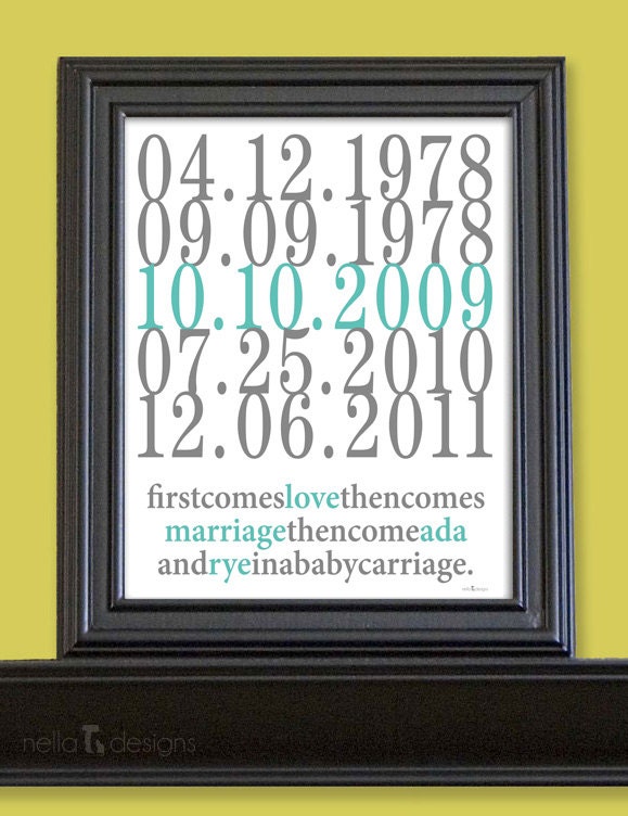Subway Art Custom Dates - 8x10 - Love and Marriage - Family