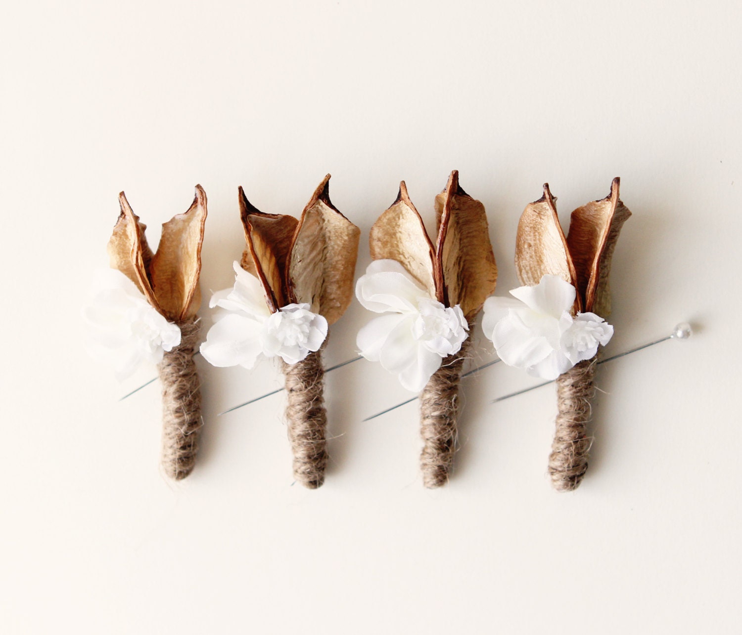 rustic wedding, groomsmen boutonniere, groom, natural keepsake, buttonhole - LOTUS