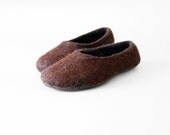 Women house shoes, felted women slippers, Brown, Black, Beige