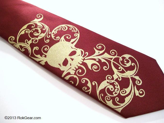 Necktie mens distressed skull tie