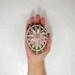 Irish Crochet Stone Paperweight Collectible Heirloom Lace Natural Stone Decor Rustic Lace Stone Garden Flower Motif Rock Art Pink Mocha