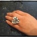 Antique Inspired White/Black Flower and Leaf Clay Ring by misunrie