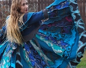 Recycled Sweater Coat with a Medieval Liripipe Hood and Bell Sleeves by SnugglePants- Mosaic- READY TO SHIP