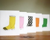 Rain boot Note card set Whimsical Wellies