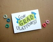 graduation card congratulations congradulations congrats grad graduate card letterhappy etsy blue green banner bright modern typography