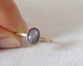 Natural Lavender Grey Star Sapphire and hand made 14k Gold Ring