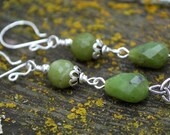Jade and Sterling SIlver Dangle Earrings with Celtic Trinity Knots