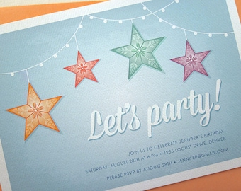 Let's Party - Star Lantern Party Invitations - 12PK