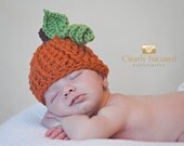 Crochet Baby Pumpkin Hat, Custom Made, Boy Girl Newborn 0-3M 3-6 Month Cap,  Beanie "Mommy's Lil Punk'n" Photo Photography Prop Shower Gift
