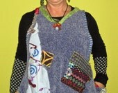 V neck Sweater Vest Upcycled recycled Blue fits medium-xl