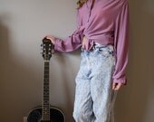 vintage acid wash jeans denim high waisted 80s rocker tapered leg
