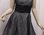 PROM Bridesmaid Dress Gunmetal Gray Bubble Fit and Flair Crinkle Taffeta Dress