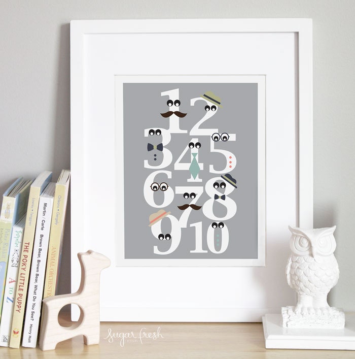 Numbers Nursery Art - 'Mister Numbers' - 5x7
