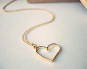 Single Love Heart Charm Necklace - Gold