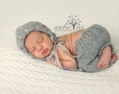 Little Knit Textured Bonnet and Pant Set, Beautiful Photography Prop for Newborn Baby, Choose Your Color