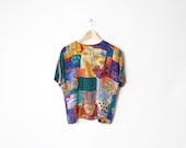 Vintage 90s New Wave Rose Blossom Blouse - s/m