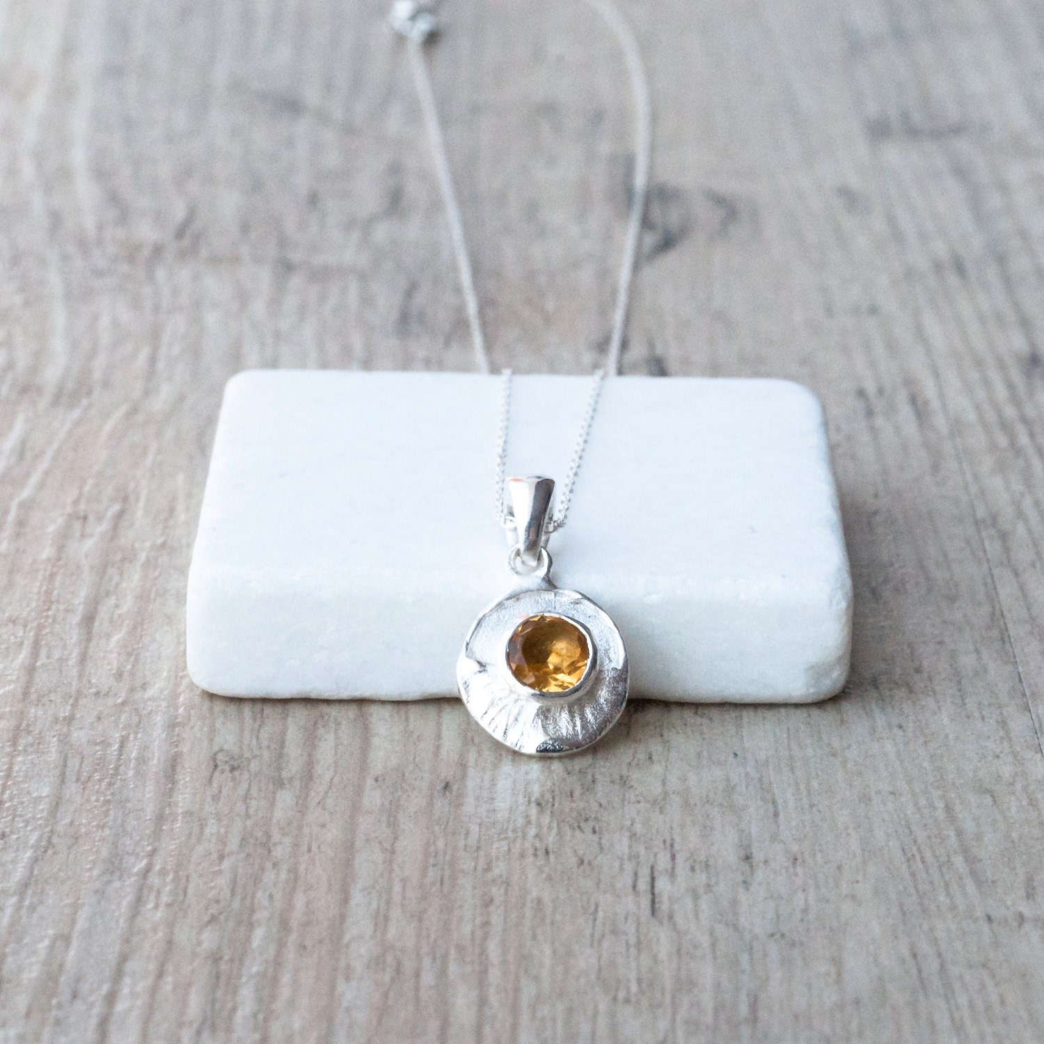Sunshine Yellow Citrine Sterling Silver Necklace, Minimalist Dainty Jewelry, November Birthstone, Bridal Jewelry, Citrus Yellow Pendant