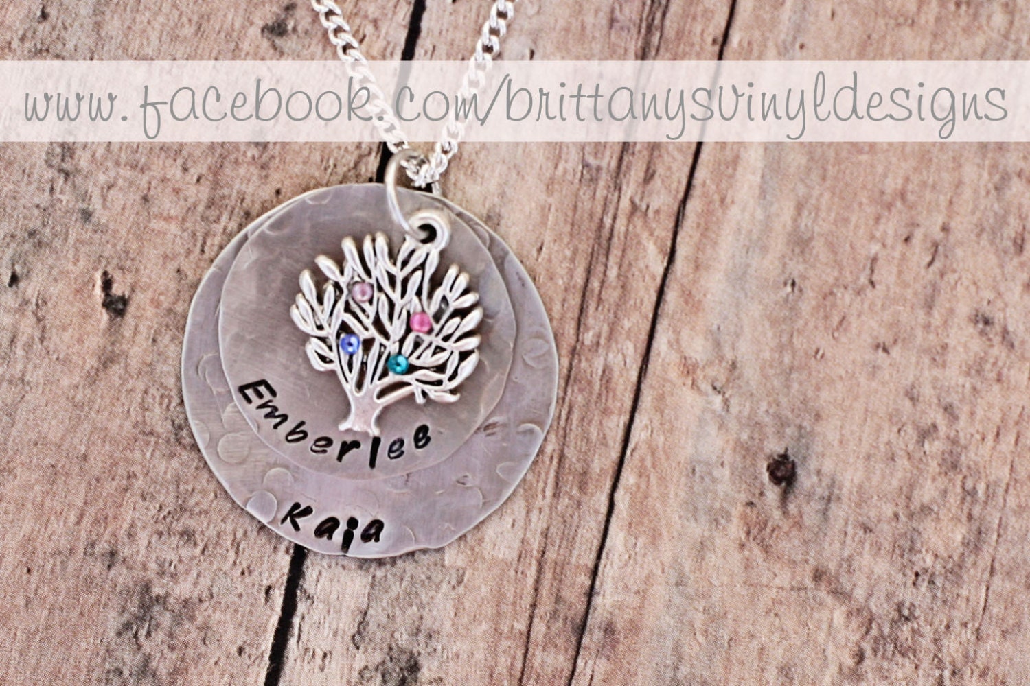 Hand Stamped Family Tree Necklace - Hand Stamped Mother Necklace -Tree Necklace-Grandmother Necklace- Family Tree Necklace With Birthstones