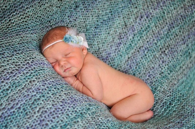 Blue Flower Headband, Newborn Photo Prop, Ombre Headband, Baby Headband, Girls Headband, Blue Headband