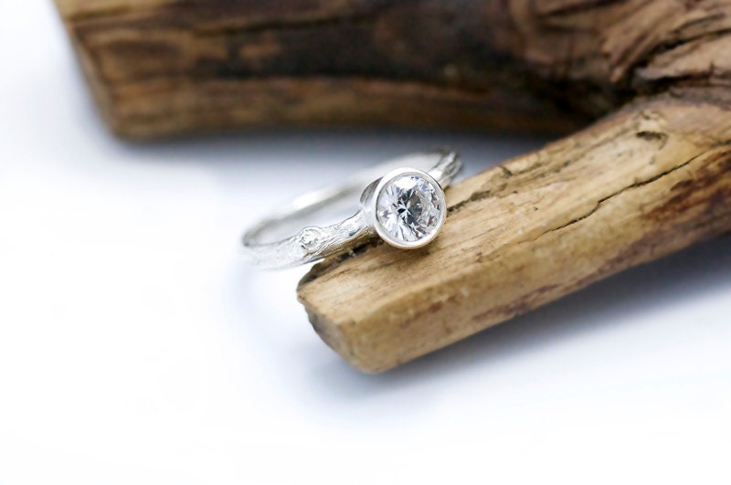Twig Engagement Ring With Moissanite center stone