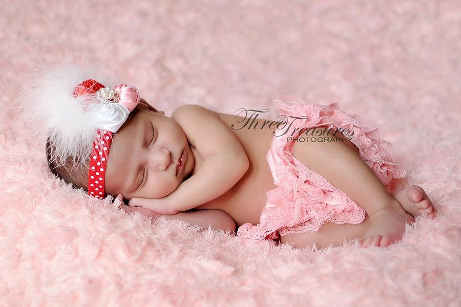 pink red white headband, red chiffon headband, polkadot headband-photo prop- any size, rolled satin