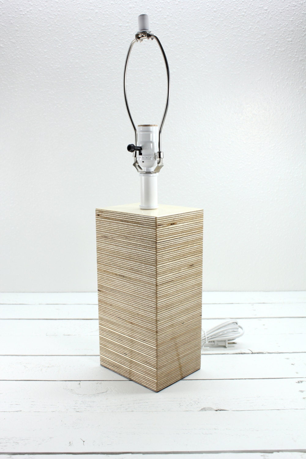 Modern Square Wood Table Lamp - Natural