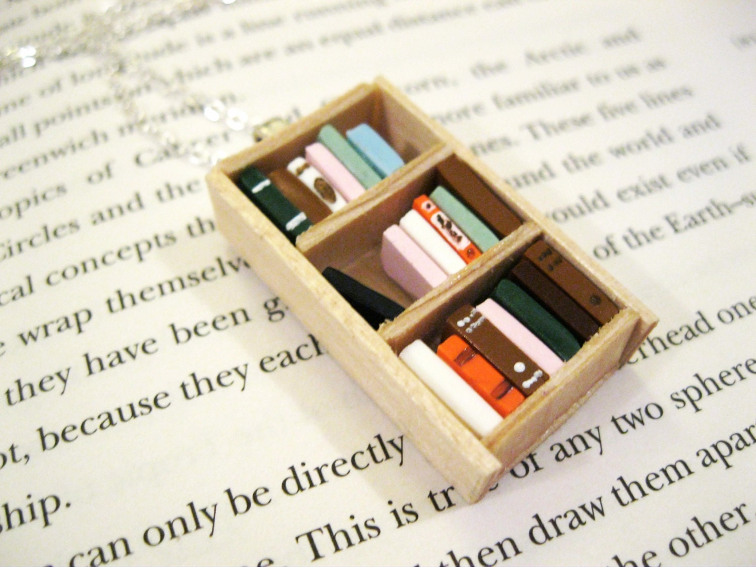 Pine Bookshelf Necklace - Book Jewelry by Coryographies (Made to Order)