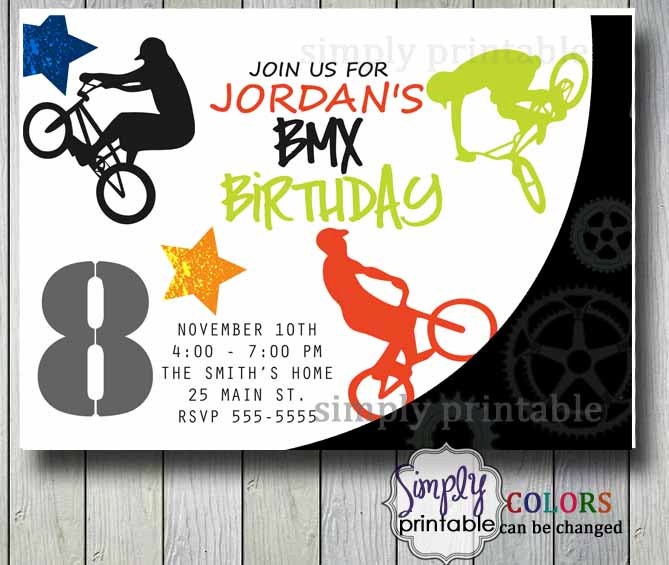 Extreme Biking BMX Boys Birthday Invitation Il_170x135