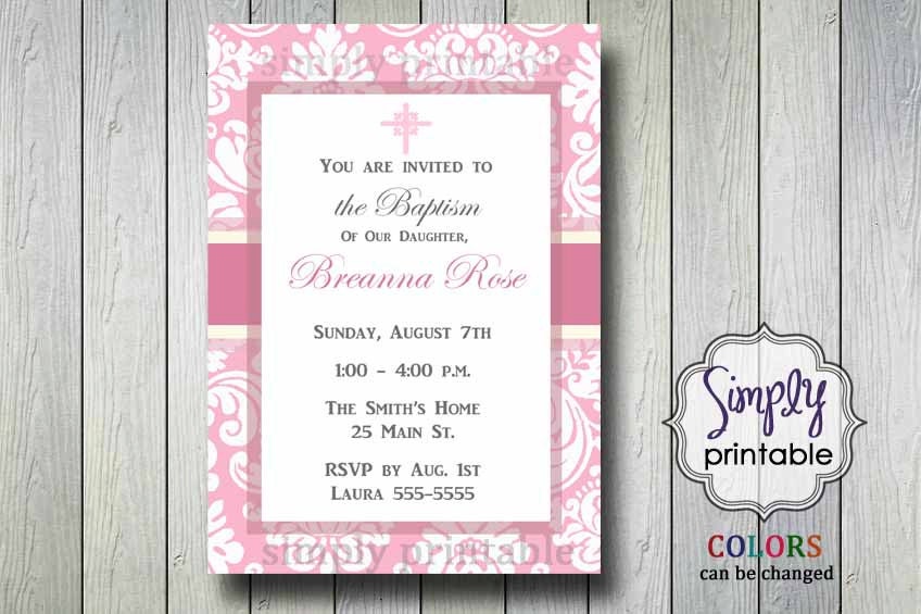Girl Baptism Damask Invitation Printable Il_170x135