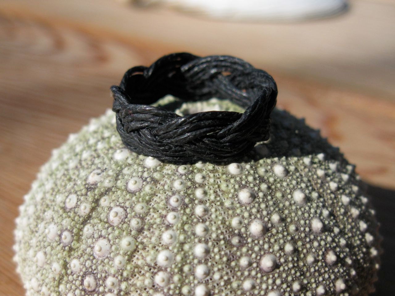 Ring, Turk's Head Knot, Black, Waxed Linen