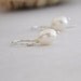 NEW // Simple Oval Shaped White Freshwater Pearl Earrings, Argentium Sterling Silver Hoops, June Birthstone, Gift Under 20, Wedding Jewelry