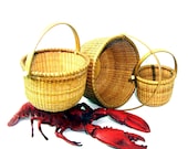 Vintage Nantucket Baskets Cape Cod Nautical 3 Nesting Baskets