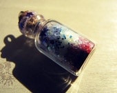 Glass Bottle Vial Necklace - Red White Glitter Patriotism Fourth Of July Independence Day USA Cork Miniature Environment - Blue Stars
