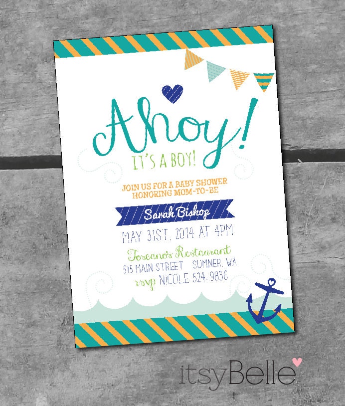Nautical Baby Shower - Ahoy It's A Boy Collection - Printable Invitation by Itsy Belle Il_570xn