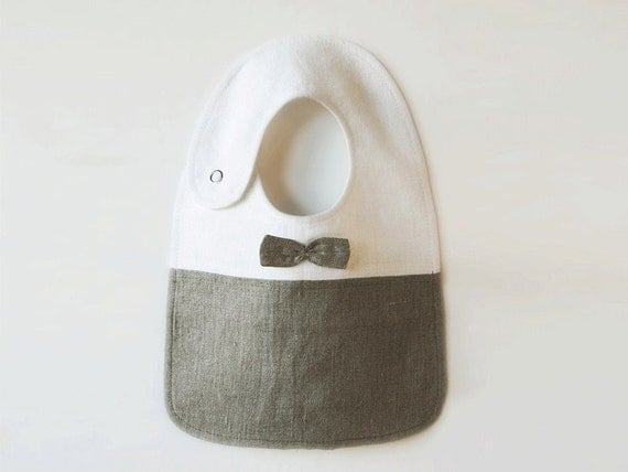 Linen Bib by Lovely Home Idea . Gray with lovely tie