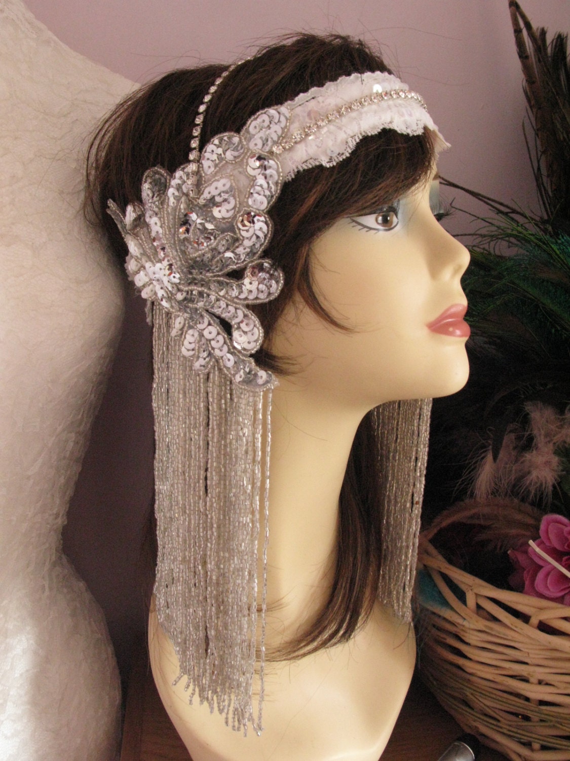 Vintage Wedding, 20's Style Headdress, Deco Headband, Tribal Fusion Dance