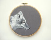 Arctic Fox Embroidery Hoop - Hoop Art