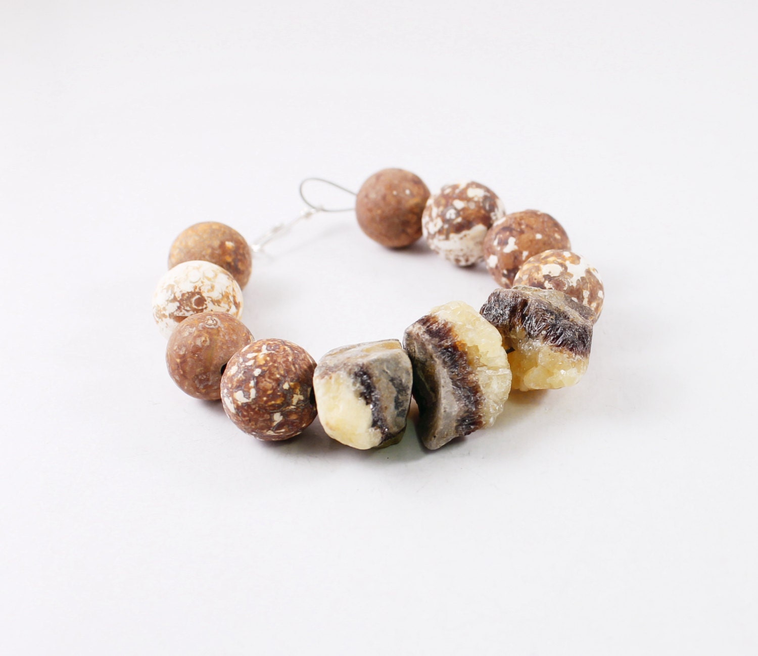 Bohemian jewelry earthy bracelet rough stones