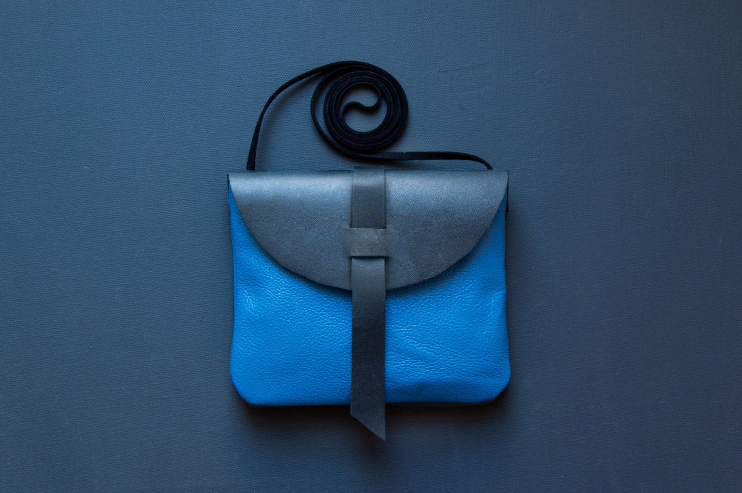 ELECTRIC Blue LEATHER Satchel. Small Cross Body Satchel.