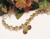 Two Hearts and a Dove Brown/Taupe/Bronze Crystal & Pearl Wedding Bracelet
