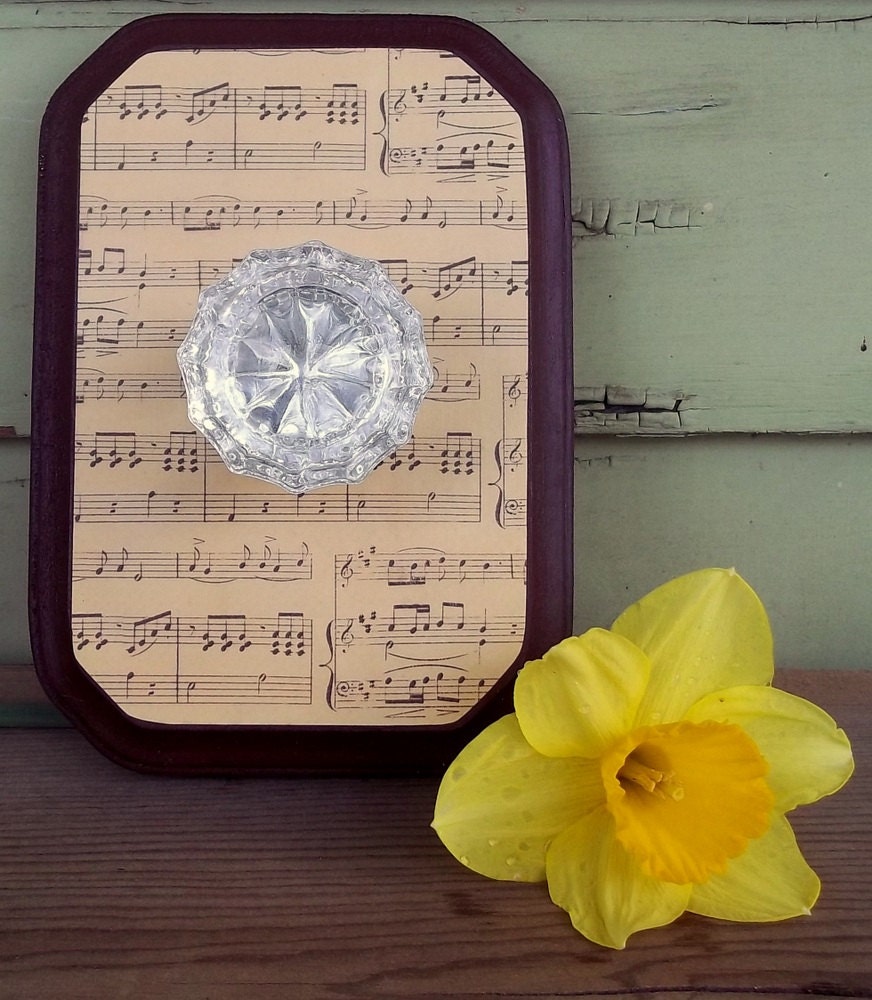Upcycled glass doorknob wall hanging - - use it to hang jewelry or accessories