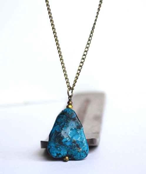 Turquoise Necklace, Ocean Blue Turquoise Necklace, Gold and Blue Stone Jewellery, Tribal Necklace