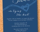 Tie the knot heart wedding invitation custom printable-- digital file 5x7