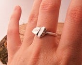 Silver Heart Stone Ring - Size 7 (Pure Silver Ring)