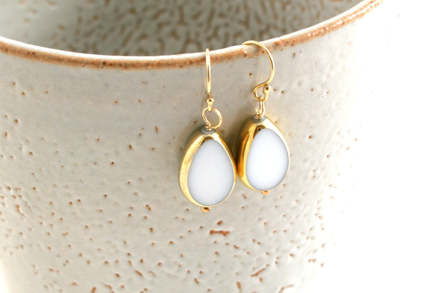 Drop Earrings in White // wedding bride jewelry // LilahV