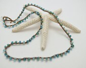 Beaded Crochet Crystal Necklace Boho Bohemian Shabby Chic
