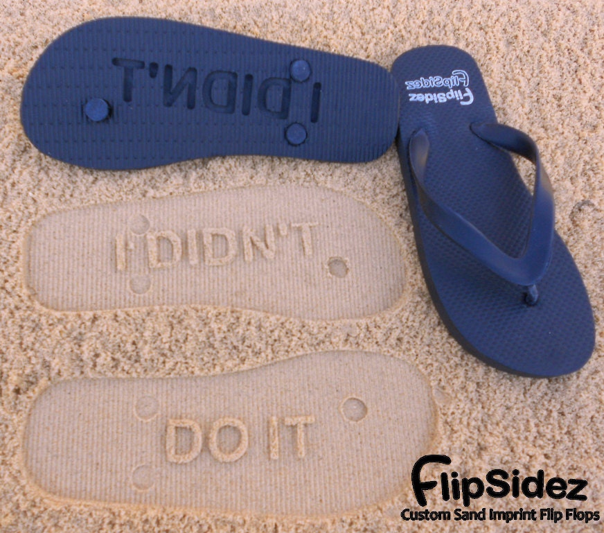 Custom Sand Imprint Flip Flops. Personalize With Your Design. No Minimum Order Quantity