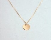 Gold Disc Necklace - Gold Disc Pendant Necklace, 14k Gold Filled Disc, Simple Modern, Gold Circle Necklace, Mixed Metal, Gift Under 30