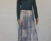 Vintage 70s Leslie Fay Original Dress- Long Sleeve Maxi Dress - Shimmer skirt - Size 2/4